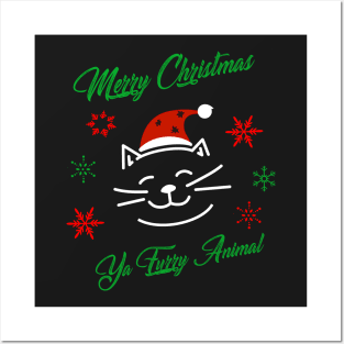 Funny Merry Christmas Ya Furry Animal Posters and Art